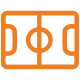Complexo esportivo com campo de futebol gramado, quadra de beach tennis e quadra poliesportiva